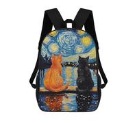 sinyumoney Starry Night Cats Reflection -3 Backpack School Bag Business Durable Laptop Bag for Boys/Girls/Teenagers 17inch