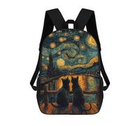 sinyumoney Starry Night Cats School Backpack Water Resistant Travel Backpack Computer Bag for Girls Boys Teenage 17inch
