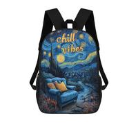 sinyumoney Starry Night Chill Vibes Backpack with Pocket 3D Printed Backpacks, Travel Rucksacks Book Bags Kids School Bag 17inch