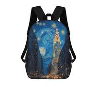 sinyumoney Starry Night Cityscape -1 Backpack for School 3D Printed Boys Girls School BagChildren Bookbag Travel Rucksack 17inch