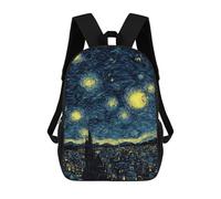 sinyumoney Starry Night Cityscape Art Print -1 Backpack School Water Resistant Travel Backpack Computer Bag - Perfect for Travel, Work And Daily Use 17inch