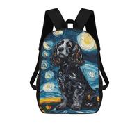 sinyumoney Starry Night Cocker Spaniel Art Print -4 3D Printed 17inch School Bag Children's School Backpack Travel Backpacks Casual Fashion Bag for Kids School Students