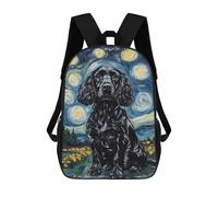 sinyumoney Starry Night Cocker Spaniel Art Print-5 Rucksacks 3D Printed Children 17inch Backpacks Fashion Casual Daypack Travel Bags Outdoor Casual Daypack for Boy And Girl
