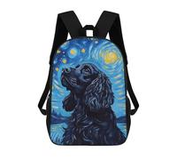 sinyumoney Starry Night Cocker Spaniel Art Print Backpacks Kids 17inch School Backpack School Bag 3D Printed School Bag for Boys Elementary And Middle School Students