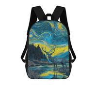 sinyumoney Starry Night Deer Reflections Daypack Casual Backpacks School Bag For Girls Boys High College Teenagers Rucksack Men Women Travel Laptop Rucksack College Bookbag 17inch
