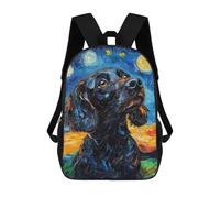 sinyumoney Starry Night Dog Art Print -2 Backpack School Large School Backpack for Boys for Teenage Girls Boys Women Men 17inch