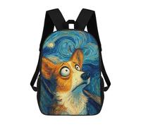 sinyumoney Starry Night Dog Backpack 3D Print Kids Bag Elementary Students Daypack Lightweight School Bag for Children Girls Boys Nursery Lunch Pack 17inch