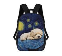 sinyumoney Starry Night Dog Sleepy Backpacks Kids 17inch School Backpack School Bag 3D Printed School Bag for Boys Elementary And Middle School Students