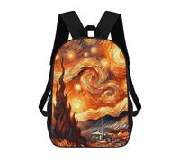 sinyumoney Starry Night Fire School Bags High Secondary School Bags Casual Backpack for Campus Outdoor Travel Sports 17inch