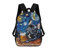 sinyumoney Starry Night French Bulldog with Beer Mug Rucksack Rucksack Casual Daypacks School Work Travel Bag for Men, Women & Teenage Boys 17inch