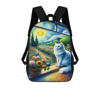 sinyumoney Starry Night Garden Cat School Backpack Lightweight Airport College Students Back Pack for Girls Boys Teenage 17inch