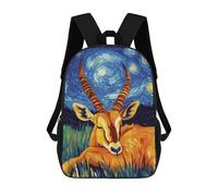 sinyumoney Starry Night Gazelle School Backpack Schoolbags For Girls Boys Backpack With Pocket Fashion School Bag Kids Backpack 17inch