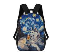 sinyumoney Starry Night Husky with Beer -1 Backpack School Bag High Secondary School Bags Casual Backpack - Perfect for Travel, Work And Daily Use 17inch