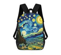 sinyumoney Starry Night Inspired Landscape Children's Backpacks Kids Fun School Bag Boys Backpack Travel Bag Student Schoolbag Book Stationery Bag Chool Bags 17inch