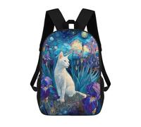 sinyumoney Starry Night Iris Garden Cat School Bags School Secondary High School College Backpack Travel for Men, Women & Teenage Boys 17inch
