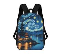 sinyumoney Starry Night Japanese Backpacks Kids School Backpack School Bag 3D Printed School Bag for Boys Elementary And Middle School Students 17inch