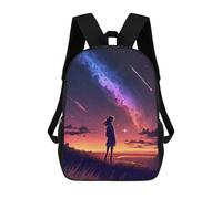 sinyumoney Starry Night Journey -2 Backpacks Kids Student Schoolbag,3D Printed Backpacks,Elementary And Middle School Students Backpacks for Boys Girls 17inch