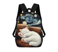 sinyumoney Starry Night Kitten Pillow School Backpack Secondary Causal Travel High School Bags for Camping Outdoor Adventures And Daily Travel 17inch