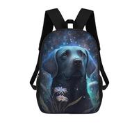 sinyumoney Starry Night Labrador Art Print School Backpack Large School Backpack for Boys for Campus Outdoor Travel Sports 17inch
