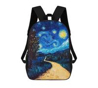 sinyumoney Starry Night Landscape Art Print School Bags School Secondary High School College Backpack Travel for Boys/Girls/Teenagers 17inch