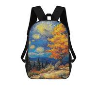 sinyumoney Starry Night Landscape with Autumn Tree Backpacks Kids School Backpack School Bag 3D Printed School Bag for Boys Elementary And Middle School Students 17inch
