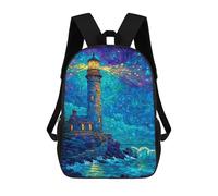 sinyumoney Starry Night Lighthouse Mosaic Art School Backpack Business Durable Laptop Bag for Camping Outdoor Adventures And Daily Travel 17inch