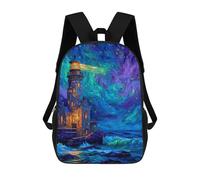 sinyumoney Starry Night Lighthouse School Bags Large Water Resistant Laptop Backpack - Perfect for Travel, Work And Daily Use 17inch