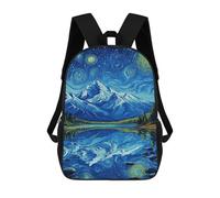 sinyumoney Starry Night Mountain Reflections -2 School Backpack High Secondary School Bags Casual Backpack for Girl, Teen Girls 17inch