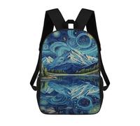 sinyumoney Starry Night Mountain Reflections -3 School Backpack Lightweight Airport College Students Back Pack for Boys/Girls/Teenagers 17inch