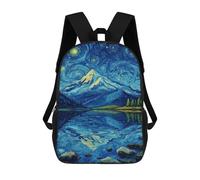 sinyumoney Starry Night Mountain Reflections -5 Print Children's Backpack School Bag for Adult And Kids Travel Daypack 17inch