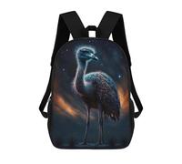 sinyumoney Starry Night Ostrich Children's Backpack, 17 Inch 3D Printed School Backpack, Backpack Cartoon Adjustable School Bag for Primary School