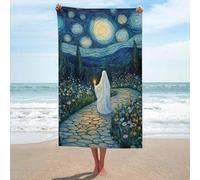 sinyumoney Starry Night Pathway with Ghostly Figure Bathroom Towels Oversized Highly Absorbent Quick Dry Beach Towel for Outdoor Pool Garden Holiday 130cm*80cm