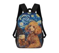 sinyumoney Starry Night Poodle with Beer Mug School Backpack 3D Printed Children's 17inch Backpacks Bag Bookbag for Kids Boy Girl Book Bags Kids School Bag Travel Rucksacks