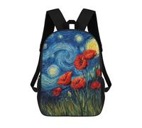 sinyumoney Starry Night Poppies -4 Daypack Casual Backpacks School Bag For Girls Boys High College Teenagers Rucksack Men Women Travel Laptop Rucksack College Bookbag 17inch