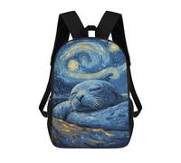 sinyumoney Starry Night Seal Backpack 3D Print Kids Bag Elementary Students Daypack Lightweight School Bag for Children Girls Boys Nursery Lunch Pack 17inch
