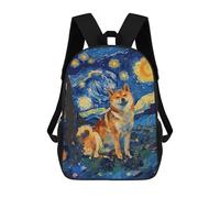sinyumoney Starry Night Shiba Inu School Bags Lightweight Airport College Students Back Pack for Camping Outdoor Adventures And Daily Travel 17inch
