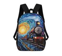 sinyumoney Starry Night Train Journey School Backpack 3D Printed Children's 17inch Backpacks Bag Bookbag for Kids Boy Girl Book Bags Kids School Bag Travel Rucksacks