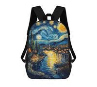 sinyumoney Starry Night Village Backpack School Water Resistant Travel Backpack Computer Bag for Girls Boys Teenage 17inch