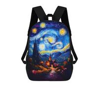 sinyumoney Starry Night Village Rucksack Water Resistant School Bag Business Backpack for Men, Women & Teenage Boys 17inch