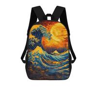 sinyumoney Starry Night Wave Japan Backpack School Bag Rucksack Casual Daypacks School Work Travel Bag for Men, Women & Teenage Boys 17inch