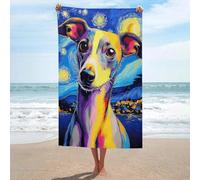 sinyumoney Starry Night Whippet A Colorful Tribute Beach Towels Adults Soft Highly Absorbent Towels Adults Extra Gentle for Sensitive Skin Gym Camping Travel 130x80cm