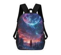 sinyumoney Starry Nights Embrace Backpacks Kids 17inch School Backpack School Bag 3D Printed School Bag for Boys Elementary And Middle School Students