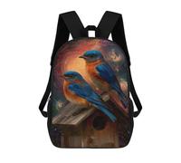 sinyumoney Starry Sky Birdhouse with Bluebirds School Backpack for Girls 17inch Casual Daypack Lightweight Rucksack Boy Girl Backpack for Middle School Students