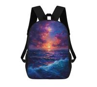 sinyumoney Starry Sunset Sea Children's Backpacks Kids Fun School Bag Boys Backpack Travel Bag Student Schoolbag Book Stationery Bag Chool Bags 17inch