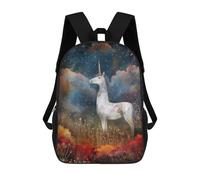 sinyumoney Starry Unicorn 3D Printed Children's School Backpack for Kids High Capacity Travel Rucksacks Book Bags Kids School Bag Back Pack 17inch