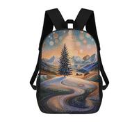 sinyumoney Starry Winter Tree in Pointillist Style School Bag Bookbag 3D Printed Children's Backpacks for Kids Boy Girl Book Bags Kids School Bag Travel Rucksacks 17inch