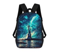 sinyumoney Statue of Liberty Illuminated Backpacks 3D Printed Kids School Backpack School Bag Fashion Rucksacks for Boys Elementary And Middle School Students 17inch