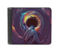 sinyumoney Statue of Liberty in Space 3D Print Wallet Coin Pocket ID RFID Blocking Stylish Banknote Compartments Stylish Durable Leather Wallet 11.7cm*9.5cm