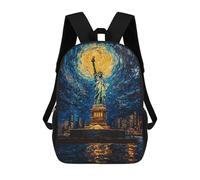 sinyumoney Statue of Liberty Night Children's School Backpack 3D Printed for Kids Travel Rucksacks Book Bags Kids School Bag 17inch