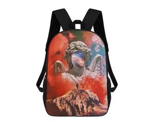 sinyumoney Statue with Cosmic Eye on Mountain Peak Backpacks 3D Printed School Bag Casual Kids Fashion School Bag for Boys Middle School Students School 17inch